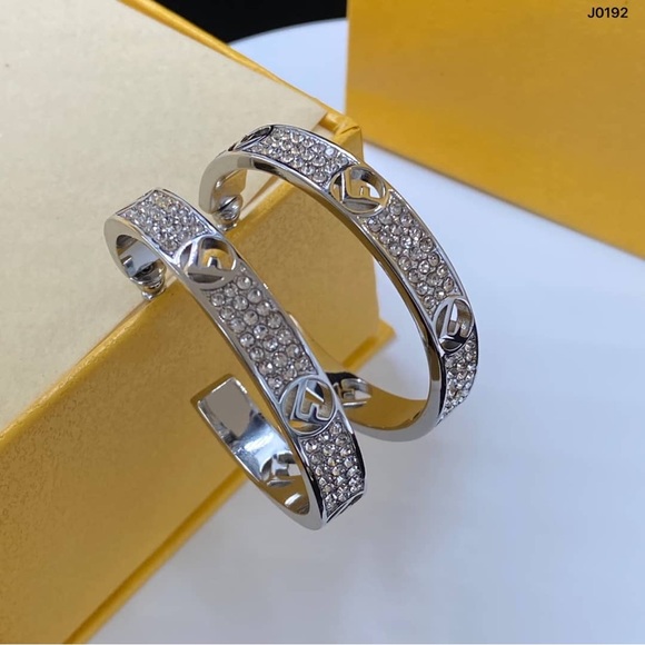 Fendi Jewelry - Fendi crystal hoop earrings